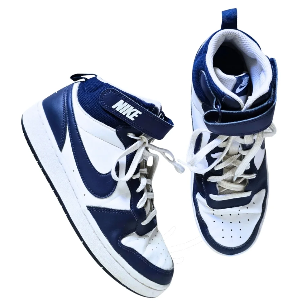 Nike Court Borough Mid 2 Big Kids Boys 7Y Blue White Sneakers